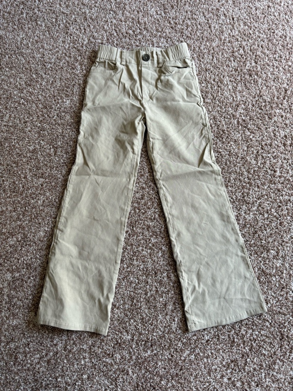 Kids Beige Straight-Leg Khaki Pants